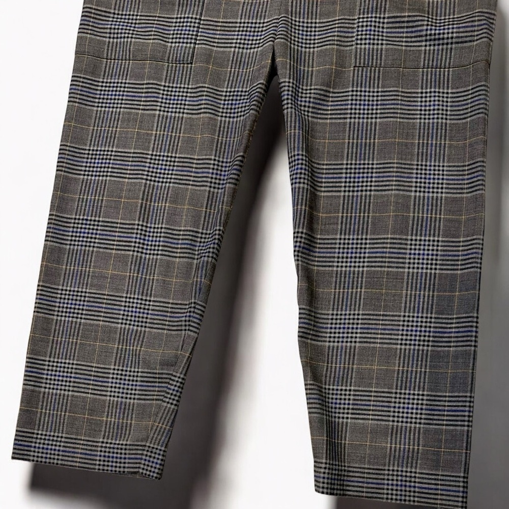 Sea New York ‘Rowan’ Track Pants in Taupe Brown Plaid Virgin Wool-Blend Size 2 - Picture 10 of 16